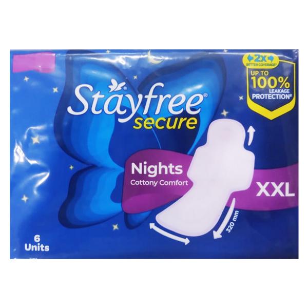 Netmeds | Stayfree Secure Nights Cotton Comfort XXL Pads 6's