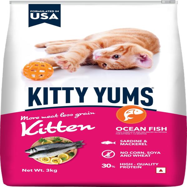 Netmeds | Kitty Yums Kitten(1-12 Months) Dry Cat Food, Ocean Fish 3000 gm