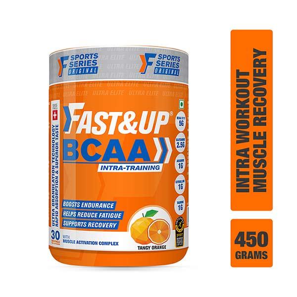 Netmeds | Fast&Up BCAA Supplement Powder - Orange Flavour 450 gm