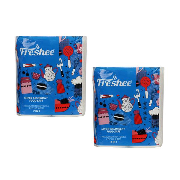 Netmeds | Freshee 2 in 1 Super Absorbent Food Safe 2 Ply Premium Kitchen Towels (Pack of 2)
