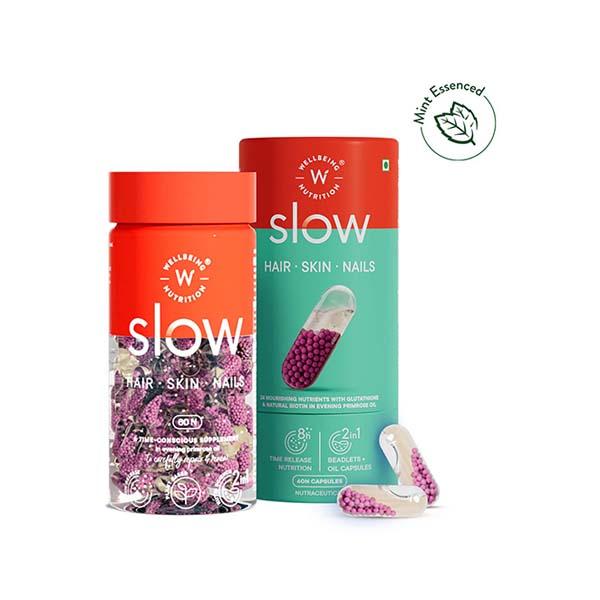 Netmeds | WellbeingNutritionSlowSkin, Hair & Nails Men & Women Glutathione, Hyaluronic acid, Biotin
