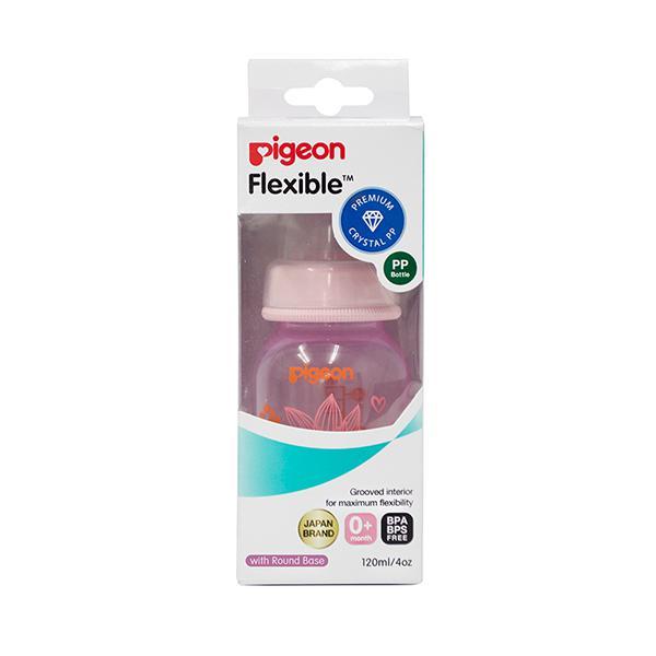 Netmeds | Pigeon Peristaltic Clear Nursing Bottle Rpp - Pink (Foral) 120 ml