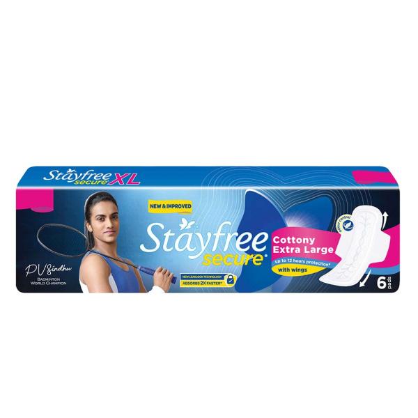 Netmeds | Stayfree Secure Cottony with Wings Sanitary Pads (XL) 6's