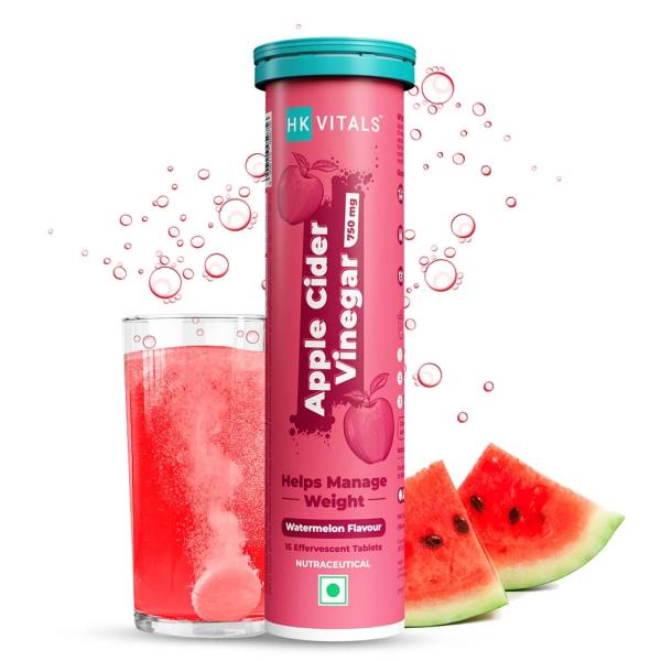 Netmeds | HealthKart HK Vitals Apple Cider Vinegar 750 mg Effervescent Tablets - Watermelon 15's