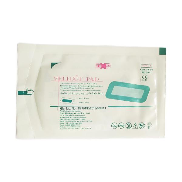 Netmeds | Velfix - T + Pad Transparent Film Dressing With Non Adherent Pad (5511) (6 cm x 10 cm) 1's