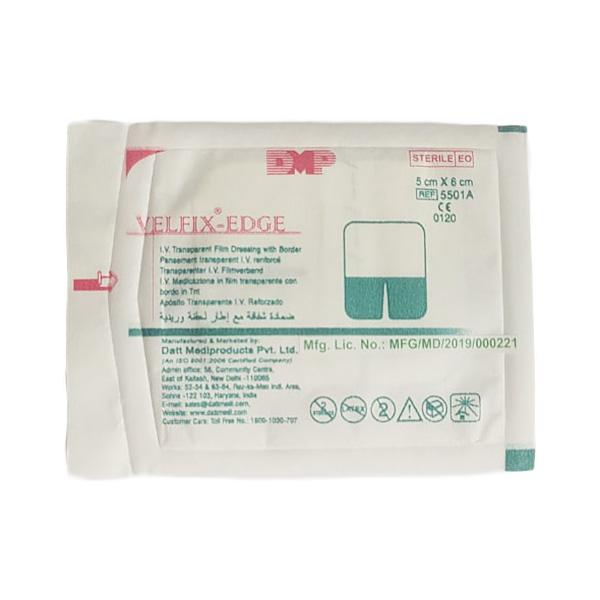 Netmeds | Velfix Edge I.V. Transparent Film Dressing With Border (5501A) (5 cm x 6 cm) 1's