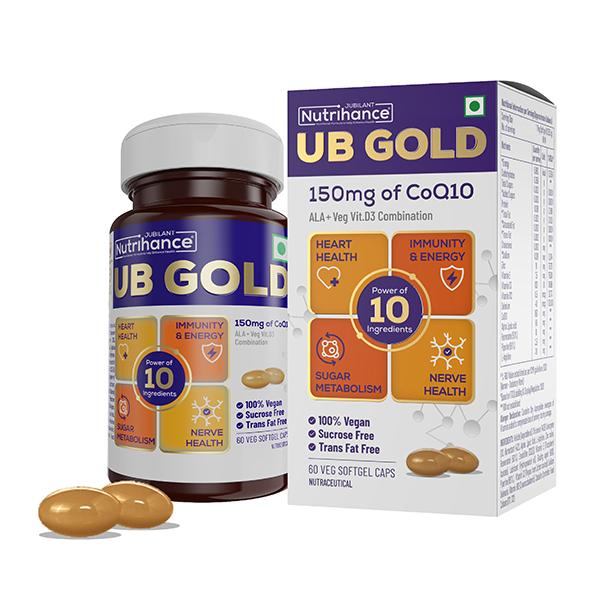 Netmeds | Jubilant Nutrihance UB Gold 150mg of CoQ10 Veg Softgel Capsule 60's