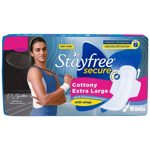 Netmeds | Stayfree Secure Cottony Pads (XL) 18's
