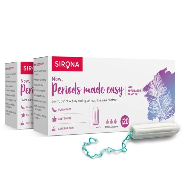 Netmeds | Sirona FDA Non Applicator Tampons - Regular Flow ( Pack of 2 x 20's)