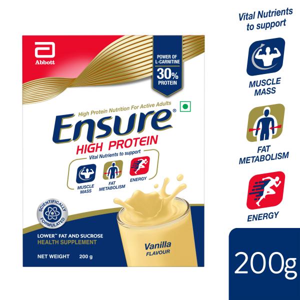 Netmeds | Ensure High Protein Nutrition Powder - Vanilla Flavour 200 gm (Refill Pack)
