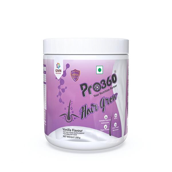 Netmeds | Pro360 Hair Grow Nutritional Powder - Vanilla Flavour 250 gm