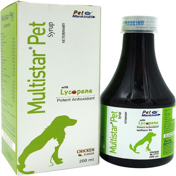 Netmeds | Pet Mankind Multistar Syrup with Lycopene- Chicken Flavour 200 ml