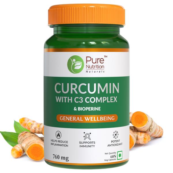 Netmeds | Pure Nutrition Curcumin with C3 Complex 760 mg Veg Capsule 60's