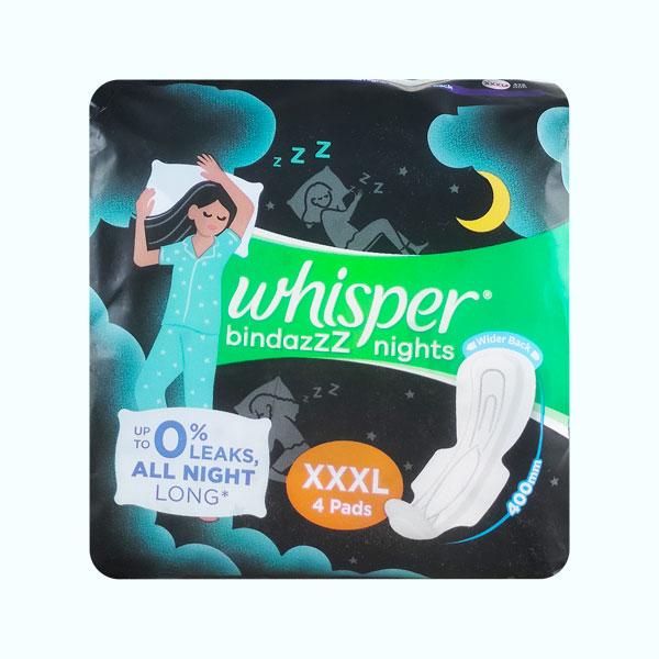 Netmeds | Whisper Bindazzz Nights Sanitary Pads (XXXL) 4's