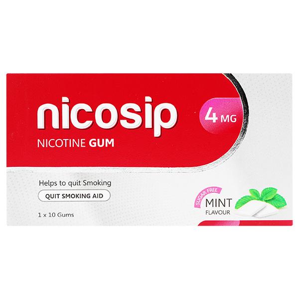 Netmeds | NICOSIP 4 MG SUGAR FREE MINT FLAVOUR Gum 10's