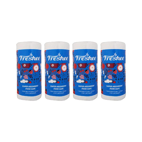 Netmeds | Freshee Super Absorbent Food Safe 2 Ply Premium Kitchen Towels (Pack of 4)