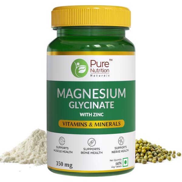 Netmeds | Pure Nutrition Magnesium Glycinate with Zinc 350 mg Veg Tablet 60's