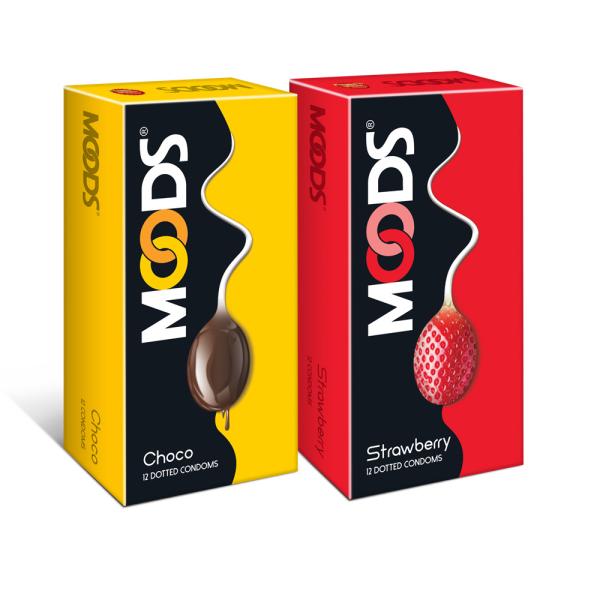 Netmeds | Moods Dotted Condoms Combo - Choco + Strawberry (Pack of 12's Each)