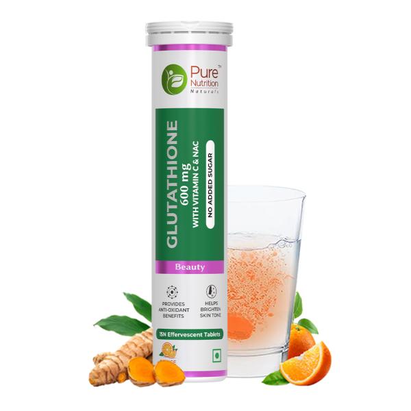 Netmeds | Pure Nutrition Glutathione 600 mg Effervescent Tablet - Orange 15's