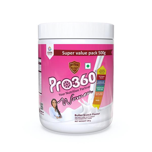 Netmeds | Pro360 Women Nutritional Powder - Butterscotch Flavour 500 gm