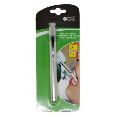 Sahyog Wellness Metal Mini Medical Pocket Pen Torch (Yellow Light) - Silver - Health Monitoring Devices