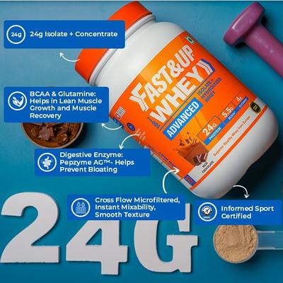 Fast&Up Whey Advanced Protein Powder - Creamy Vanilla Flavour 912 gm - Whey Proteins