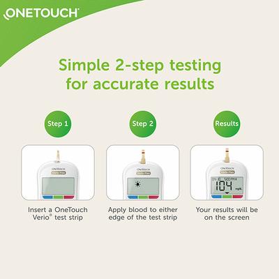 OneTouch Verio Test Strip 100's + OneTouch Delica Plus Lancet (Pack of 2 x 25's) - Blood Glucose Monitors/Test Strips