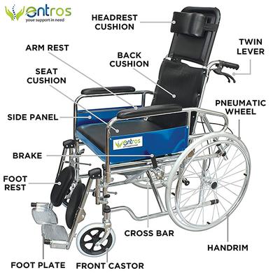 Entros Wheelchair with Detachable Armrest and Foot (EHS-608GC) - Walker & Walking Stick
