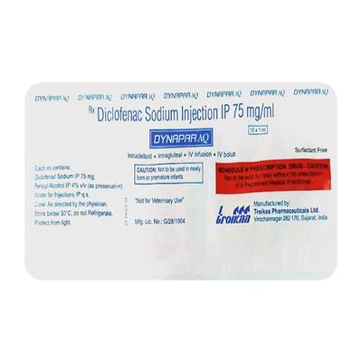 DYNAPAR AQ 75mg Injection 10X1ml - Pain relief-Nsa