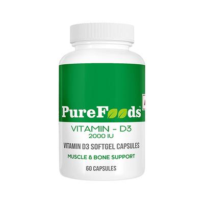 PureFoods Vitamin-D3 2000 IU Softgel Capsule 60's - Calcium And Minerals