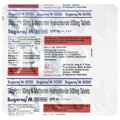 SUGARAY M 50/500 Tablet 15's - Diabetes-Ant