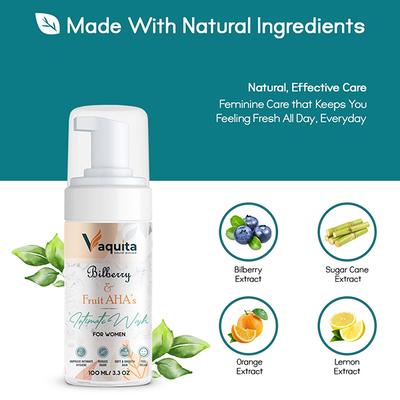 Vaquita Intimate Wash for Women - Billberry & Fruit AHA's 100 ml - Intimate Care