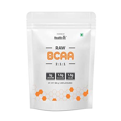 Healthvit Raw BCAA 2-1-1 Powder - Unflavoured 180 gm - Bcaa Supplements