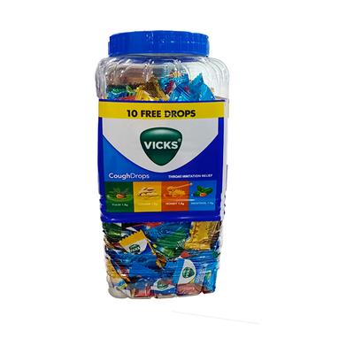 Vicks Cough Drops Candy - Menthol, Honey, Ginger & Tulsi 305's - Sore Throat Lozenges