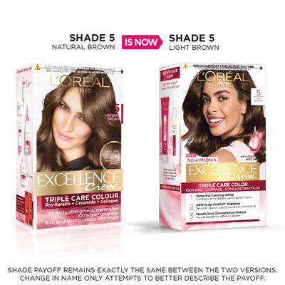 L'Oreal Paris Excellence Creme - 5 Light Brown (72 ml + 100 gm) - Crème