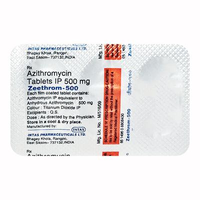 Zeethrom 500mg Tablet 3'S - Bacterial Infections-Mac
