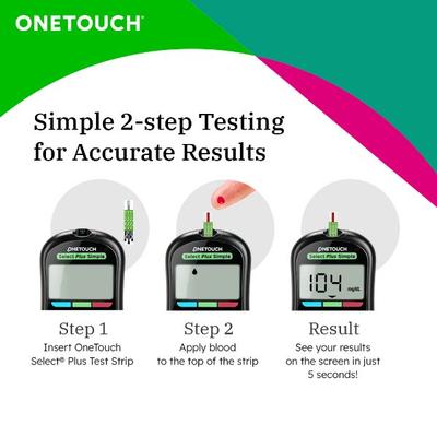 OneTouch Select Plus Simple Blood Glucose Monitoring System (Free 10 Test Strips + Lancing Device + 10 Lancets) - Blood Glucose Monitors/Test Strips