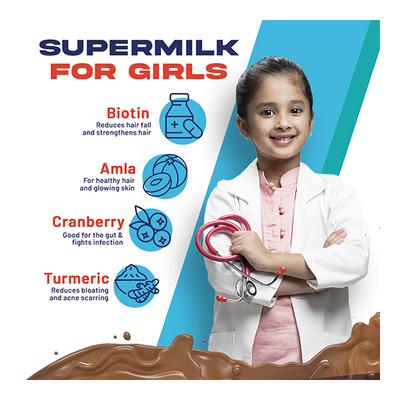 Gritzo SuperMilk Nutrition Drink Powder for Girls (13+ yrs) - Double Chocolate 400 gm - Nutritional Supplement