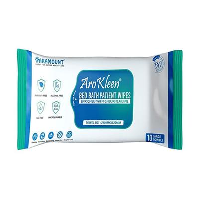 AroKleen Bed Bath Patient Wipes - Chlorhexidine (240 mm x 320 mm) (Pack of 4 x 10's) 1's - Surgical Consumable