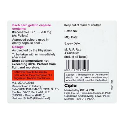 Itracip 200mg Capsule 4'S - Fungal Infections-Anf