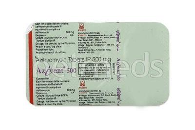 Azivent 500mg Tablet 3'S - Bacterial Infections-Mac