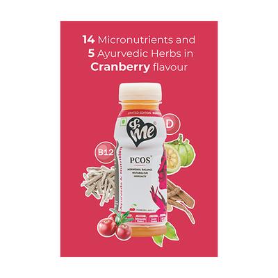 &Me Ayurveda & Nutrition Drink for PCOS - Cranberry & Vanilla (Pack of 8 x 200 ml) - Ayurvedic Juices