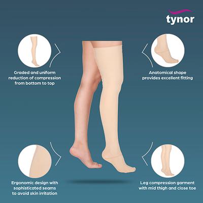 Tynor Compression Garment Leg Mid Thigh Closed Toe - Normal (S) (I 79) - Knee/Ankle/Leg/Foot Supports