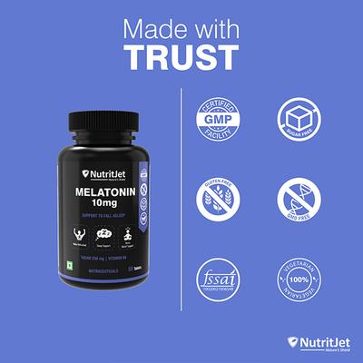 NutritJet Melatonin 10mg Sleeping Aid Veg Tablet 60's - Mental Health