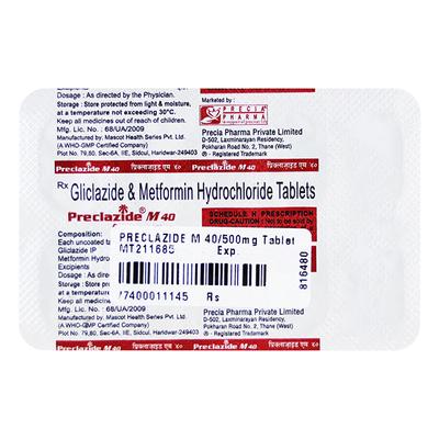 PRECLAZIDE M 40/500mg Tablet 10's - Diabetes-Ant
