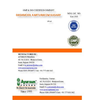 Ayursun Dashmool Karturayzm Kashay 250 ml - Pain Relief (Ayush)