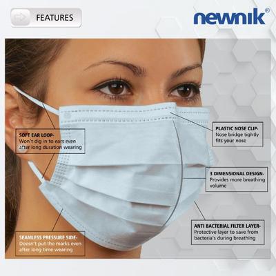 Newnik Disposable 3-Ply Face Mask - Blue 100's - Face Mask