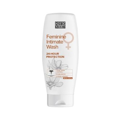 SheNeed 24 Hours Protection Feminine Intimate Wash 100% Natural With Vit E, Aloe Vera And Tea Tree Oil 200 ml - Intimate Care