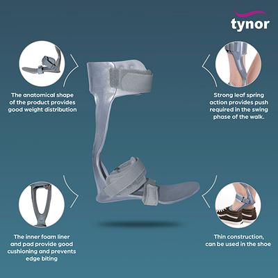 Tynor Foot Drop Splint With Liner Left (M) (D 43) - Knee/Ankle/Leg/Foot Supports