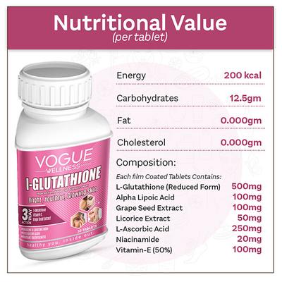 best glutathione supplements vogue Buy Vogue Wellness L-Glutathione Tablet 30's Online at Discounted Price